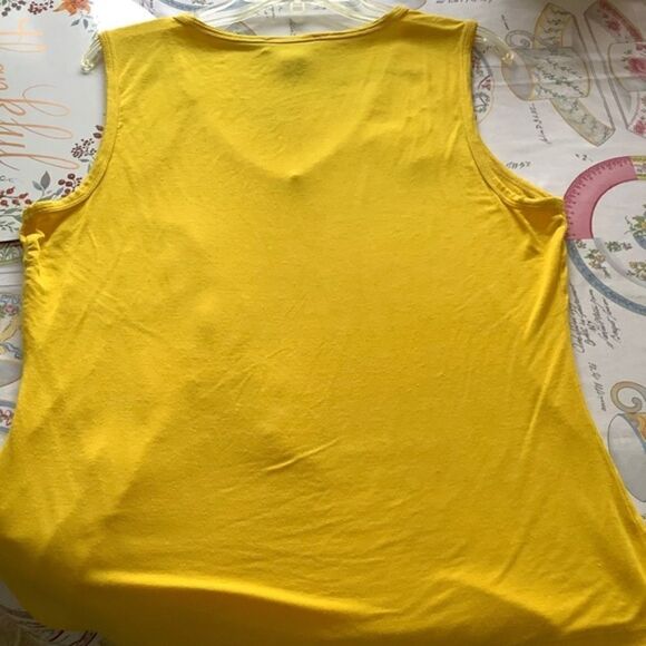 CABLE&GAUGE YELLOW EMBROIDERED FLORAL APPLIQUÉ V-NECK SLEEVELESS WOMAN TOP XL - Picture 3 of 6